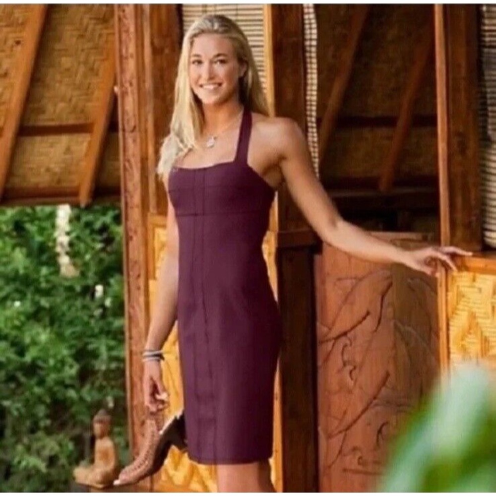 ATHLETA Burgundy Sizzle Dress Womens 4 Halter Summer Beach Dresses‎